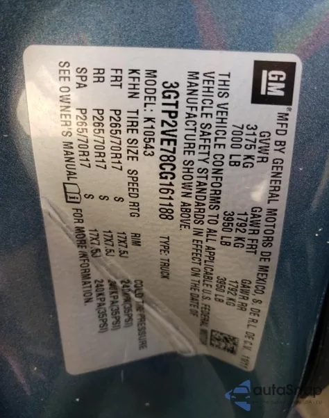 2012 GMC Sierra K1500 Sle из США, поврежденный, VIN 3GTP2VE78CG161188